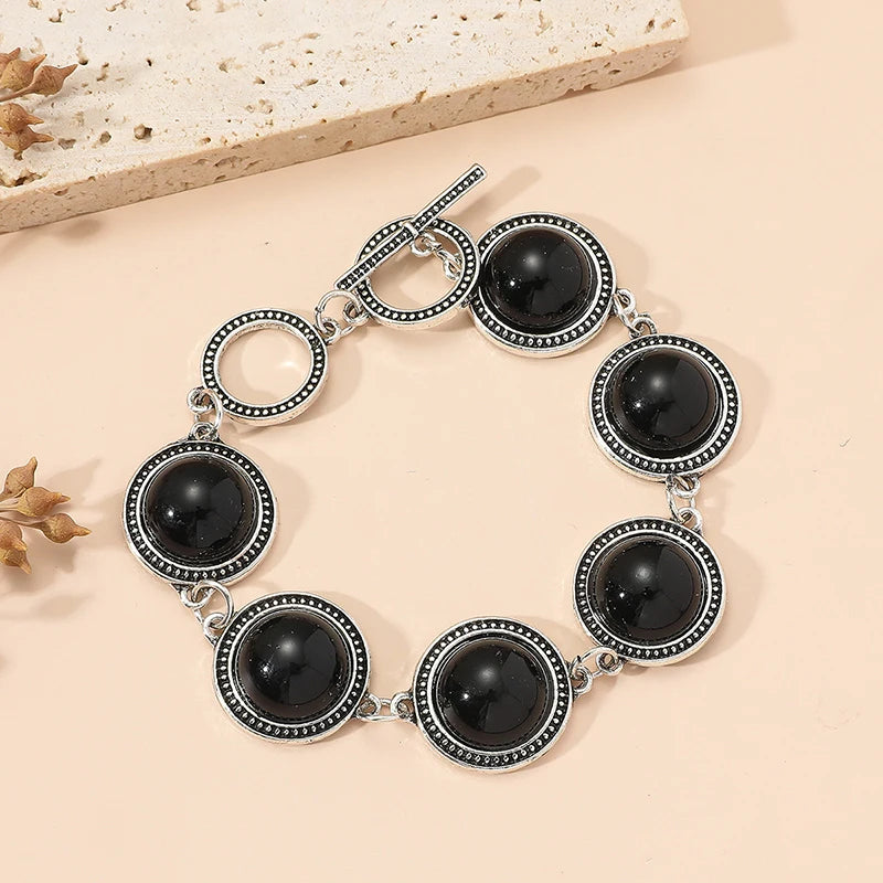Bracelet Perles Rondes Bohème Vintage Ajustable – Charm Perles Acrylique Femme