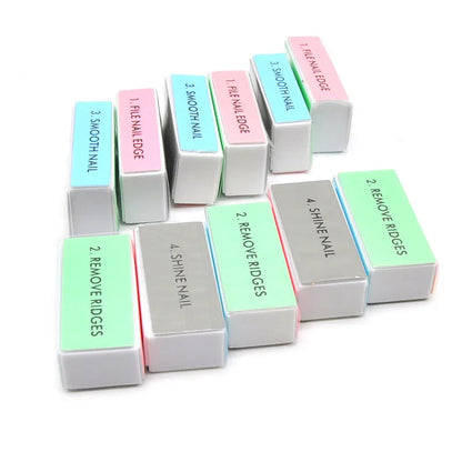 Lot 20 Limes à Ongles 4 Étapes - Bloc Polissage Manucure Pédicure Professionnel