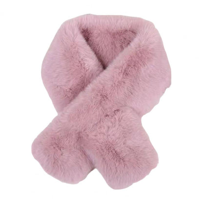 Foulard Écharpe Fourrure Lapin Peluche Femme - Col Croisé Chaud Épais Hiver
