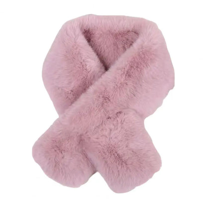 Foulard Écharpe Fourrure Lapin Peluche Femme - Col Croisé Chaud Épais Hiver