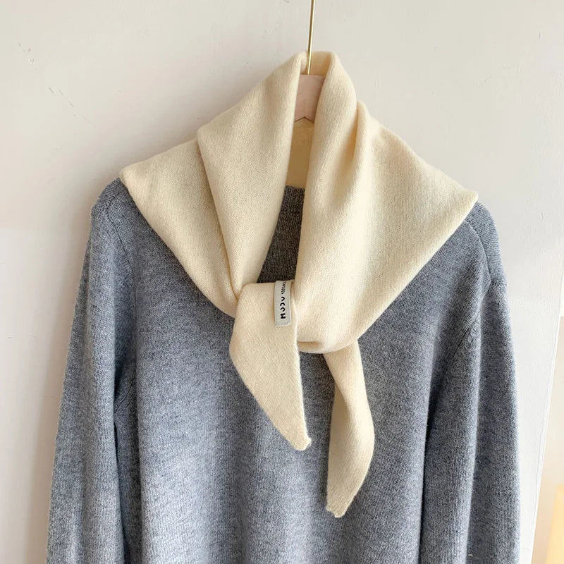 Foulard Triangle Laine Style Américain Coréen - Écharpe Tricotée Multifonction Femme Hiver