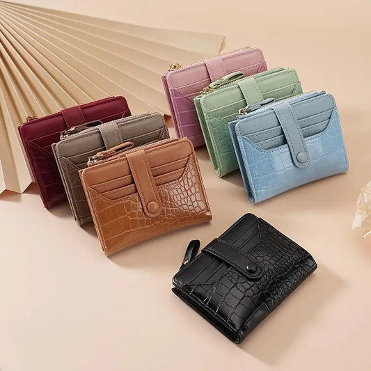 Portefeuille Compact Femme Cuir PU - Multi-Cartes avec Fermeture Éclair