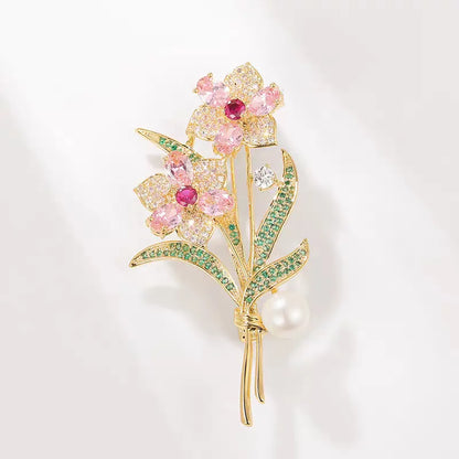 Broche Fleur Pivoine Strass Perle Luxe Résine Élégante – Pin's Mariage Soirées Couple Unisexe
