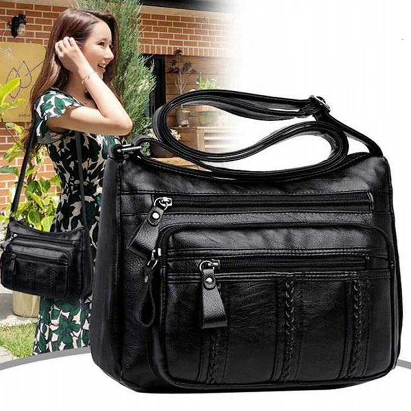 Sac Bandoulière Femme Cuir PU Multi-Poches - Sac à Main Crossbody Élégant