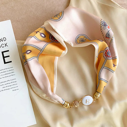 Women's Square Scarf with Magnetic Buckle - Versatile Summer Luxury Scarf/Necklace
