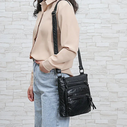 Sac à Main Femme Cuir PU Multi-Couches - Sac Épaule Bandoulière Crossbody Messenger Rabat Porte-Monnaie