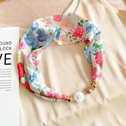 Women's Square Scarf with Magnetic Buckle - Versatile Summer Luxury Scarf/Necklace