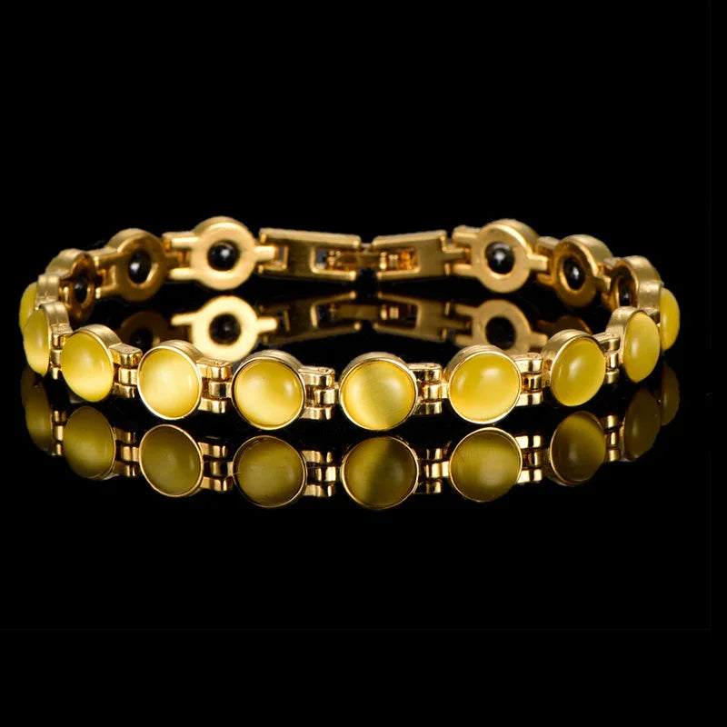 Bracelet Opale Magnétique Plaqué Or 18K – Énergie & Charme Femme