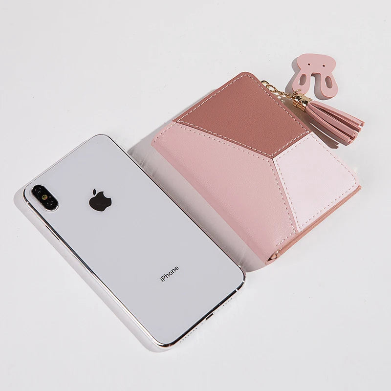Portefeuille Femme Pliable Cuir PU - Porte-Cartes Portable avec Porte-Monnaie