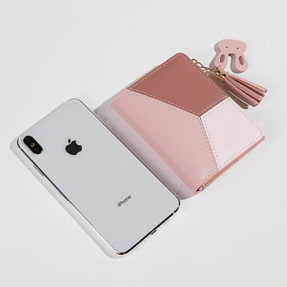 Portefeuille Femme Pliable Cuir PU - Porte-Cartes Portable avec Porte-Monnaie