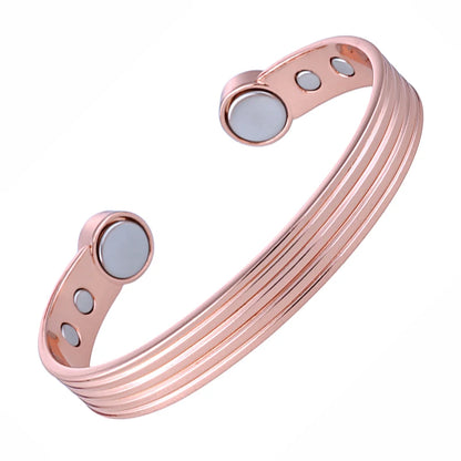Bracelet Manchette Cuivre Pur Or Rose Magnétique – Arthrite & Santé Ajustable Unisexe