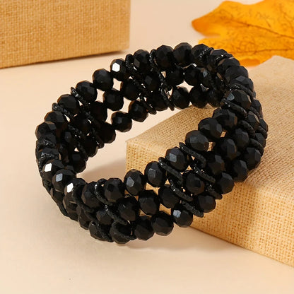 Bracelet Bohème Perles Noires Verre – Artisanal Aluminium Unisexe