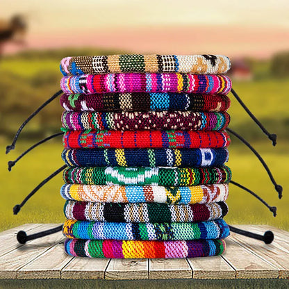 Ensemble 12 Bracelets Bohèmes Coton Ajustables – Ethniques Unisexe Voyage