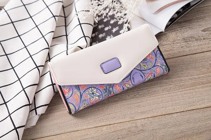 Portefeuille Pochette Femme Enveloppe Grande Capacité - Porte-Monnaie Long Cuir PU Bouton Clutch Élégant