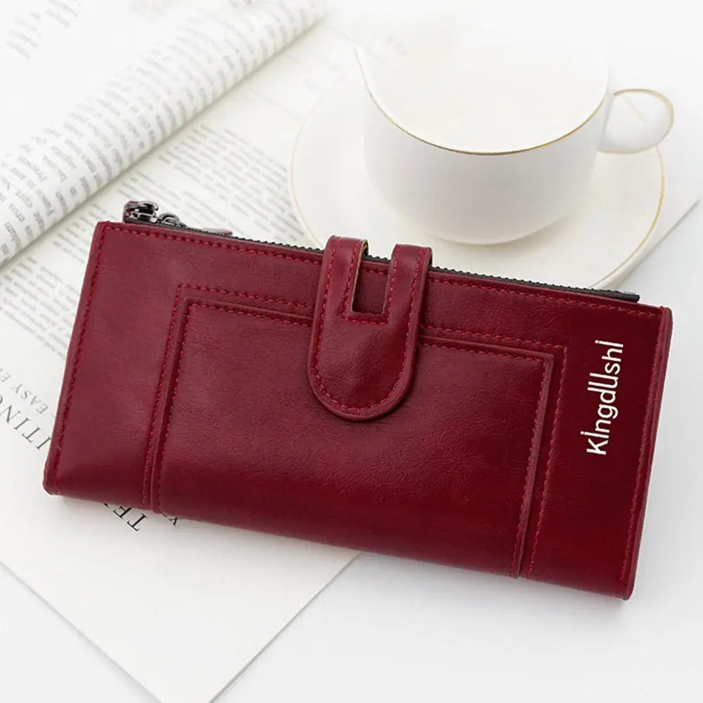 Portefeuille Femme Long Cuir Vintage RFID - Porte-Chéquier Carnet Chèques Protection Anti-RFID Élégant