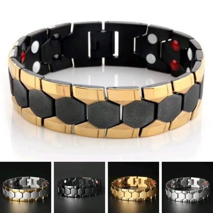 Bracelet Magnétique Thérapeutique Hexagone – Jonc Homme Élégant