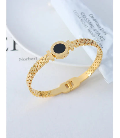 Bracelet Jonc Chiffres Romains Acier Chirurgical Plaqué Or 18K – Love Letter Rome Femme