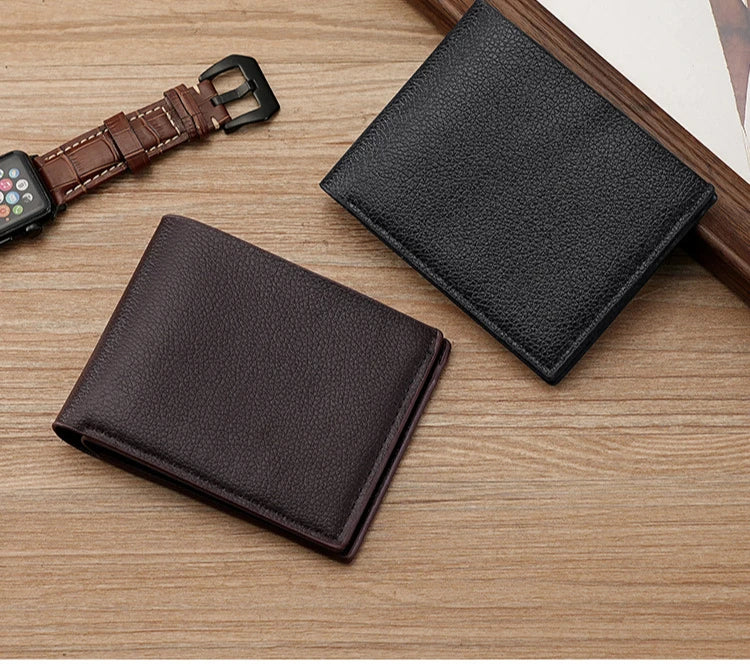 Portefeuille Homme Cuir PU Court Business - Wallet Noir Compact Walet Portefeuille