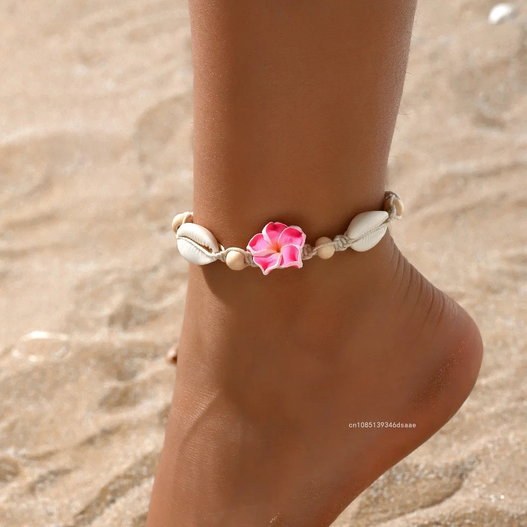 Ensemble Bijoux Fleurs Tressées Bohème Grande Fleur – Collier Boucles Rose Rouge Bleu Plage Femme