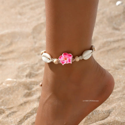 Ensemble Bijoux Fleurs Tressées Bohème Grande Fleur – Collier Boucles Rose Rouge Bleu Plage Femme