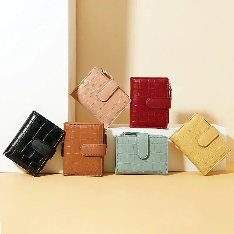 Portefeuille Femme Court Fashion Zipper - Wallet Cuir PU Porte-Monnaie Coin Pocket