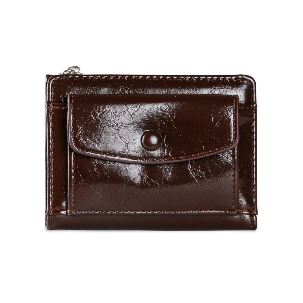 Portefeuille Court Ultra-Mince Cuir PU - Pochette Clutch Zip Multifonction Unisexe