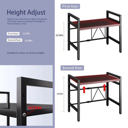 Étagère Extensible pour Micro-Ondes 42-64cm - Organisateur de Comptoir Résistant à l'Humidité