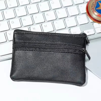Porte-Monnaie Cuir Compact avec Porte-Clés - Mini Portefeuille Zippé Homme Femme Enfant