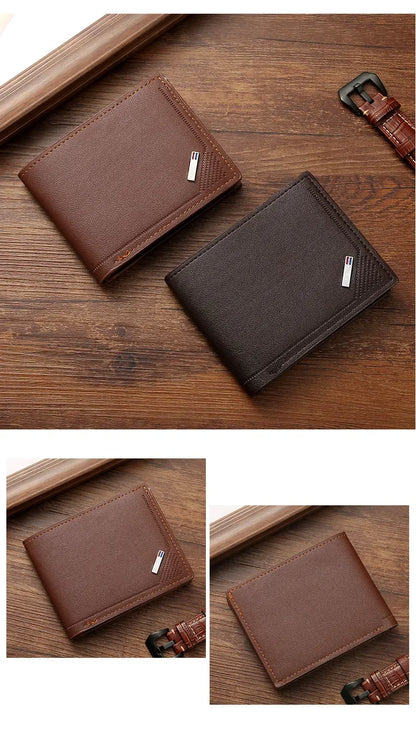 Portefeuille Homme Cuir Court Minimaliste - Wallet Pliable Fin Compact Coffee