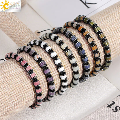 Bracelet Wrap Quartz Rose Cuir – Pierre Naturelle Bohème Multicouche
