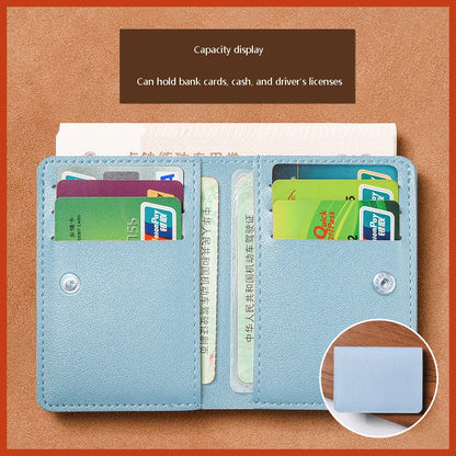 Portefeuille Pliable Cuir Souple avec Bouton - Petit Porte-Cartes Permis Simplifié