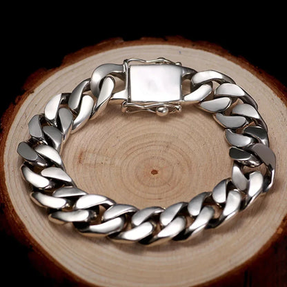 Bracelet Chaîne Fouet Argenté – Maille Large & Épaisse, Style Couple Unisexe