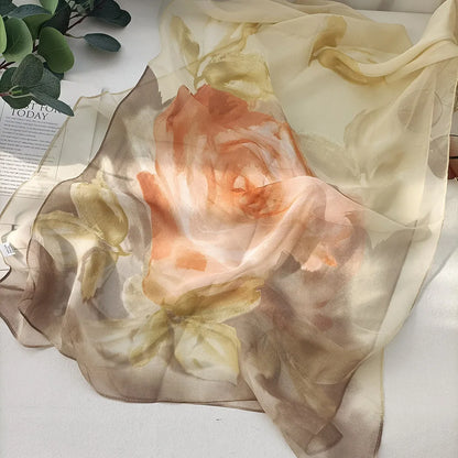 Foulard Écharpe Georgette Dégradé Rose Femme - Bandana Châle Été Protection Solaire Plage