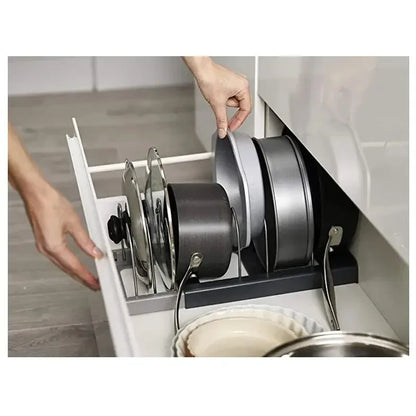 Organisateur Extensible pour Casseroles et Poêles - Rangement Ajustable en Acier Inoxydable