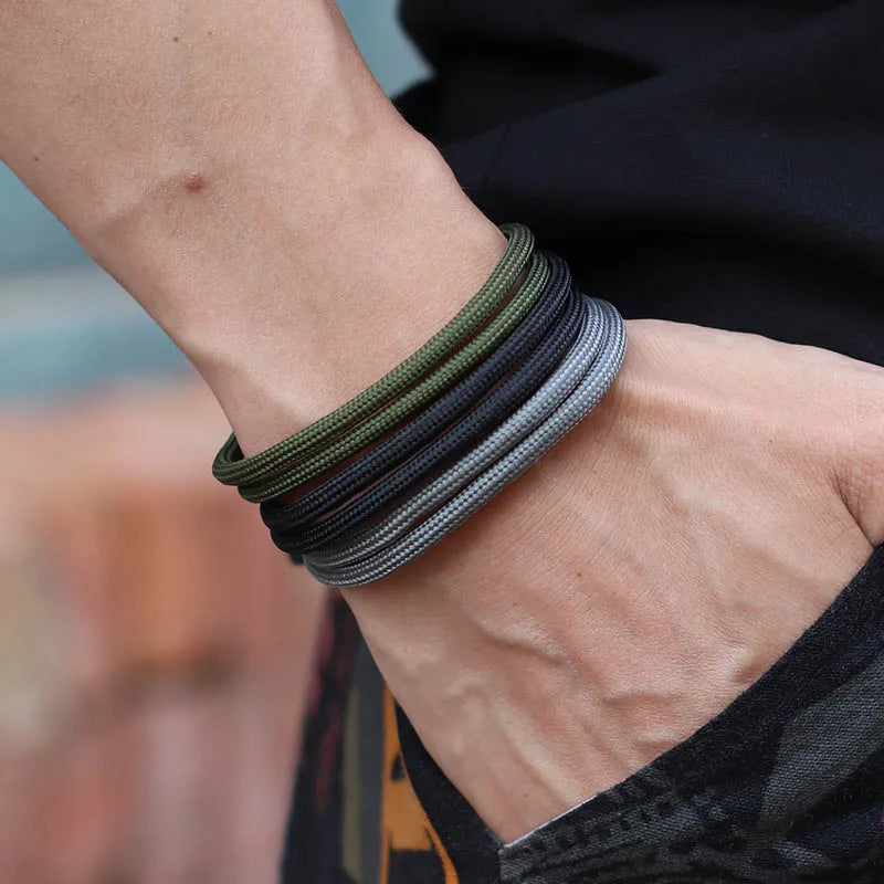 Ensemble de Bracelets en Paracorde Fait Main pour Homme - Style Hip-Hop Rock Ajustable