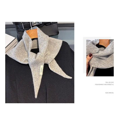 Foulard Triangle Laine 100% Niche Britannique Coréen - Écharpe Tricotée Multifonction Femme