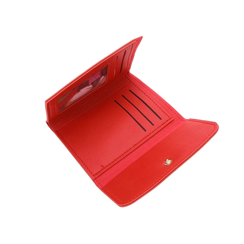 Portefeuille Femme Compact Rose - Mini Porte-Monnaie Cuir PU avec Fermoir et Compartiment Pièces