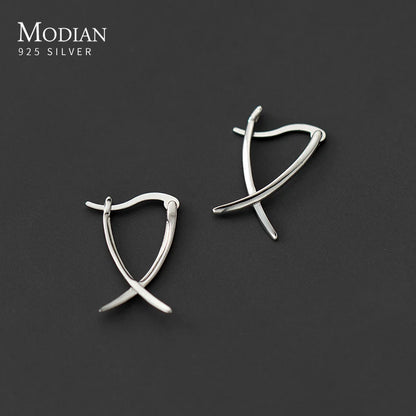 Boucles Oreilles Créoles Argent Sterling 925 MODIAN - Abstraites Minimalistes Femme Bijoux Été