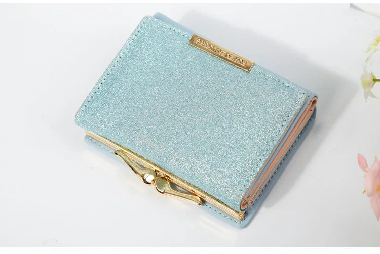 Portefeuille Femme Brillant Tri-Fold - Cartera Mujer Clutch Porte-Monnaie Simple