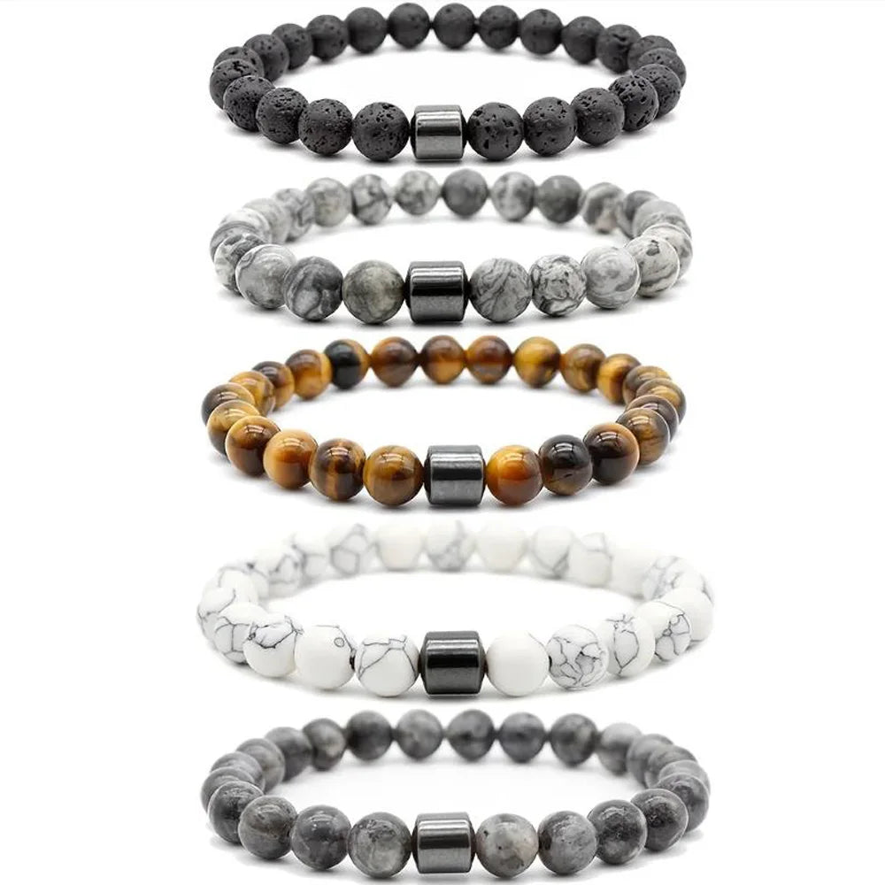Bracelet Perles de Pierre Naturelle – Énergie & Style Unisexe