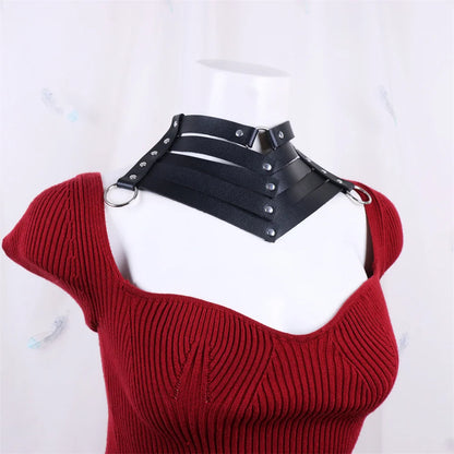 Collier Choker Gothique Cuir Rivets – Ras-du-Cou Punk Rock Noir