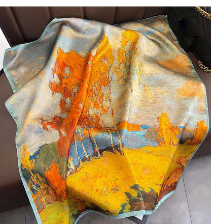 Foulard Carré Soie Naturelle 100% 65cm Femme - Bandana Headscarf Neckerchief Châle Luxe
