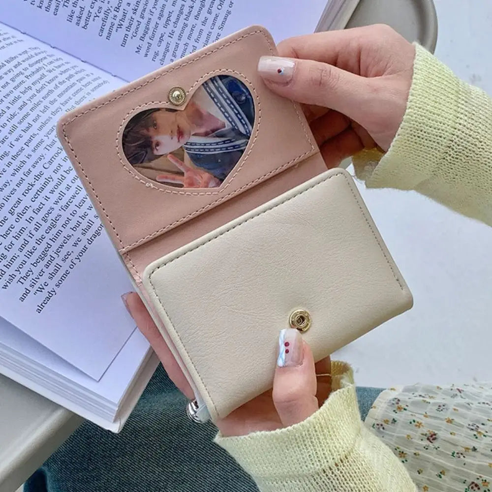 Portefeuille Femme Kawaii Cute Trifold PU - Porte-Carte Multi-Emplacements Porte-Monnaie Étudiant Noir