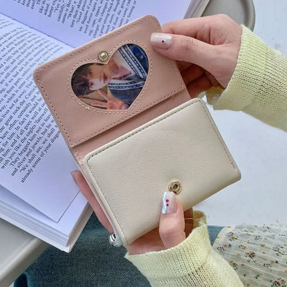 Portefeuille Femme Kawaii Cute Trifold PU - Porte-Carte Multi-Emplacements Porte-Monnaie Étudiant Noir
