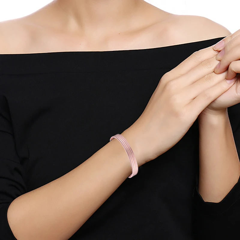 Bracelet Manchette Cuivre Pur Or Rose Magnétique – Arthrite & Santé Ajustable Unisexe