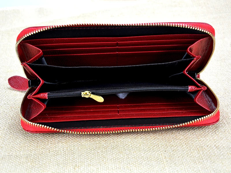 Portefeuille Femme Cuir Véritable RFID Blocking - Long Clutch Porte-Monnaie Téléphone