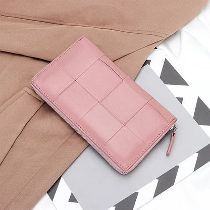 Portefeuille Femme Long Cuir Véritable Luxe - Clutch Design Marque Cadeau Cash Purse Élégant Marron