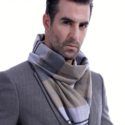 Foulard Écharpe Homme Carreaux Hiver - Châle Doux Cachemire Franges Classique