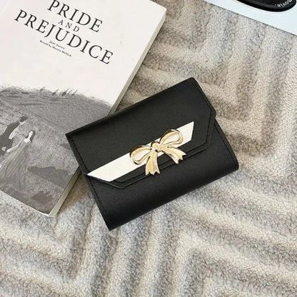 Portefeuille Femme Court Nœud Pliable - Clutch Bag Porte-Cartes Cuir PU Fashion