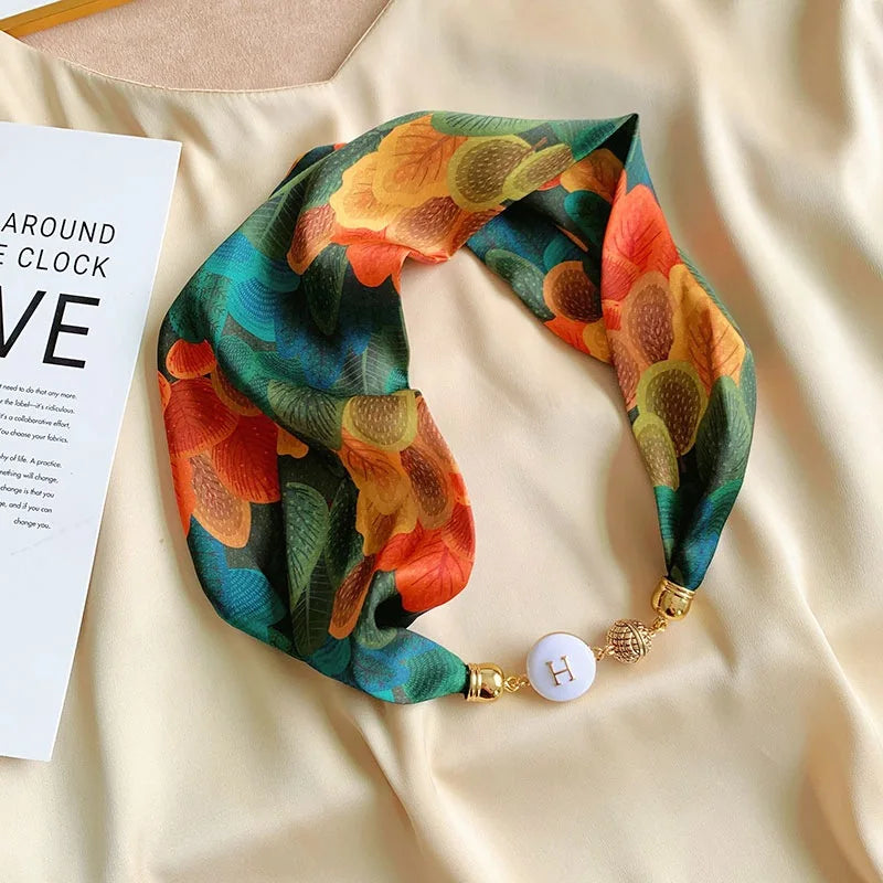 Women's Square Scarf with Magnetic Buckle - Versatile Summer Luxury Scarf/Necklace